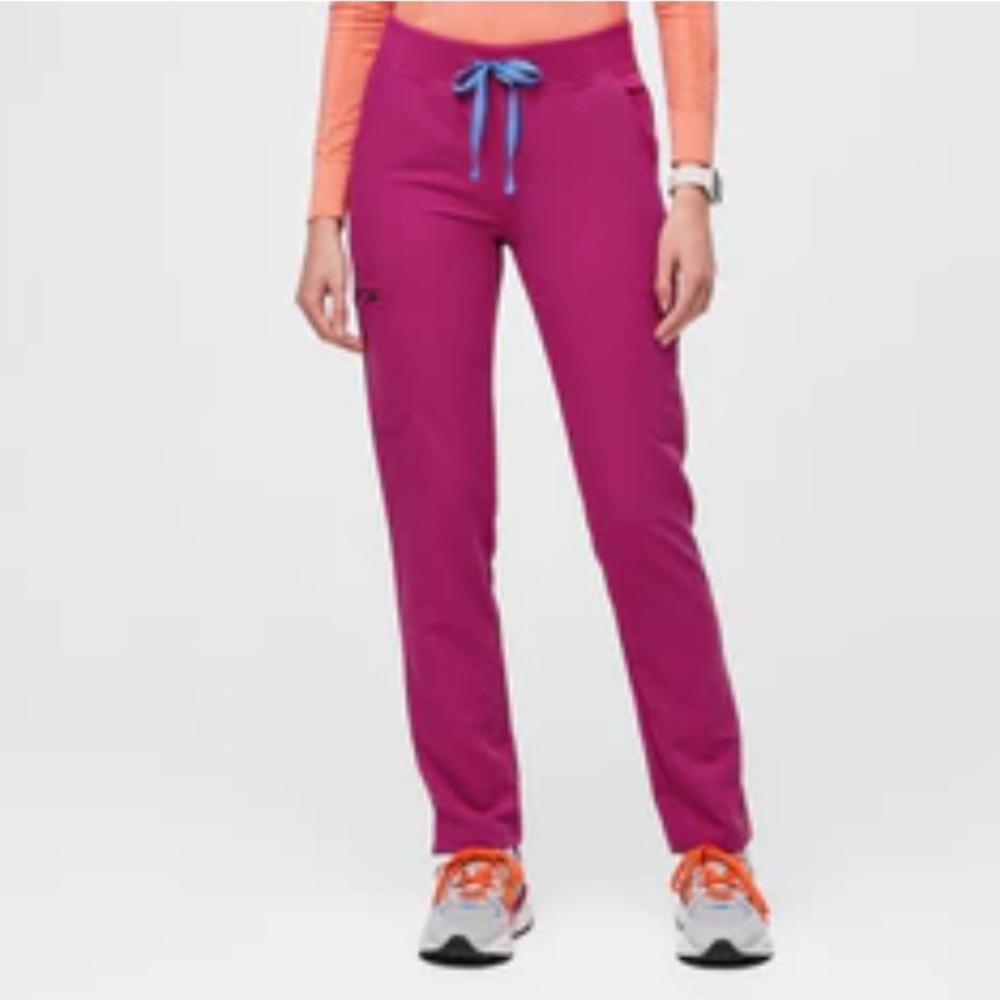 Figs Raspberry Sorbet Yola™ High Waisted 2.0 - Skinny Scrub Pants - M